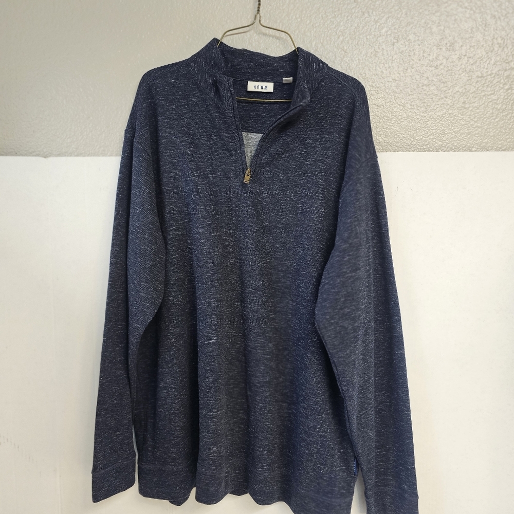 Rowm Mens Navy Long Sleeve 1/4 Zip Sweater Mock Sz XXL Casual Preppy Golf W578